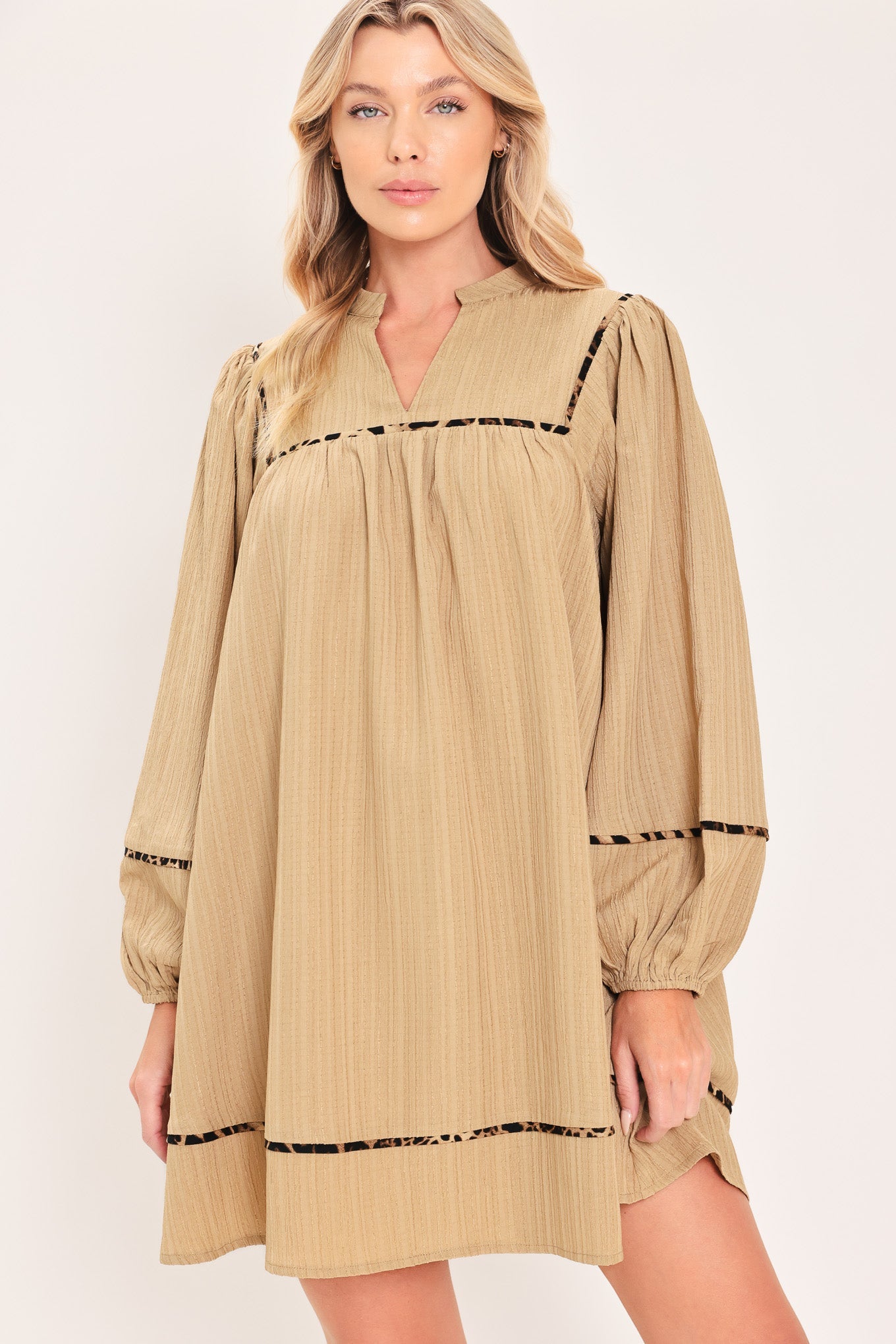 NATURAL LINEN MELODY WOVEN MINI DRESS