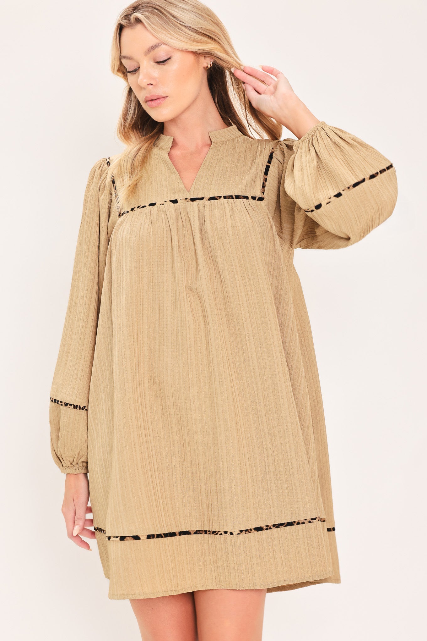 NATURAL LINEN MELODY WOVEN MINI DRESS