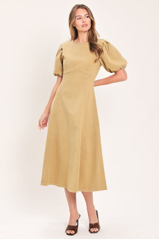 OCHRE COTTAGE POISE WOVEN MIDI DRESS