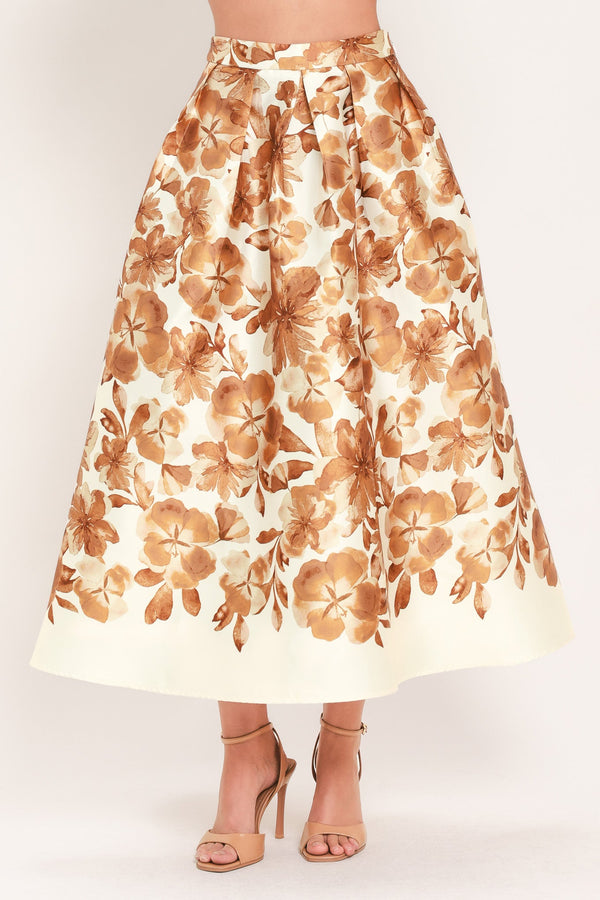 BUTTERSCOTCH GARDEN VERSE WOVEN FULL MIDI SKIRT