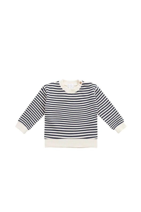 Jamie Kay - Organic Cotton Peyton Sweatshirt and Shorts Set, Slim Stripe Charter/Cloud