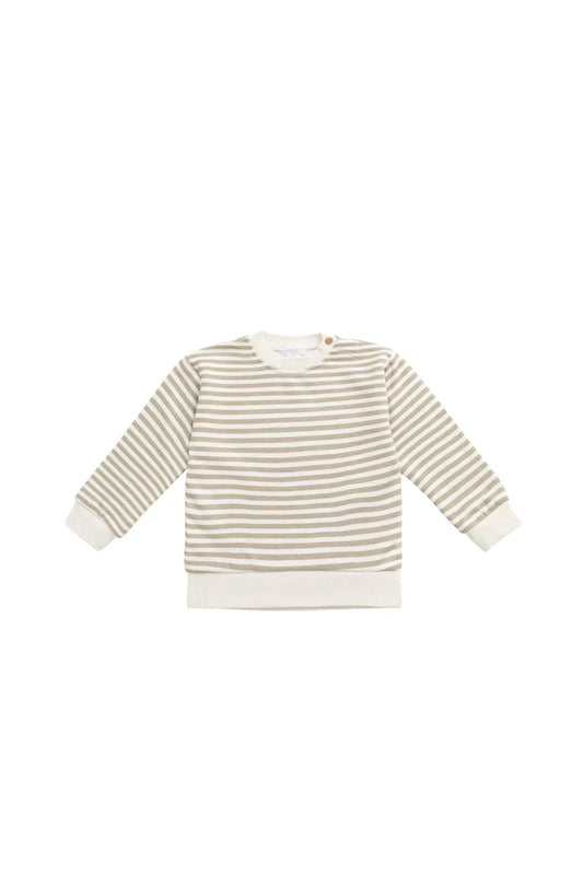 Jamie Kay - Organic Cotton Peyton Sweatshirt and Shorts Set, Slim Stripe Sandy Brown/Cloud