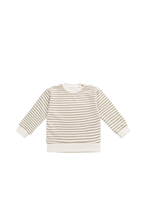 Jamie Kay - Organic Cotton Peyton Sweatshirt and Shorts Set, Slim Stripe Sandy Brown/Cloud