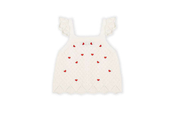 Dr. Kid - Ecru Top with Red Hearts