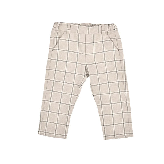 Bebe Sweeny - Elton Boys Beige & Brown Check Flannel Trousers