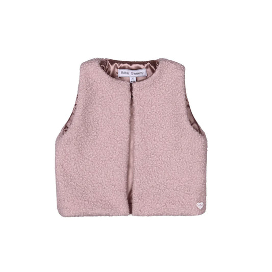 Bebe Sweeny - Gladys Girls Dusty Rose Bouclé Gilet