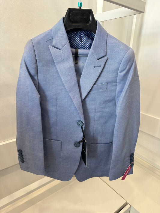 CLOUDCLOTH- BOYS SOLID TEXTURED 2PC SUIT, LIGHT BLUE