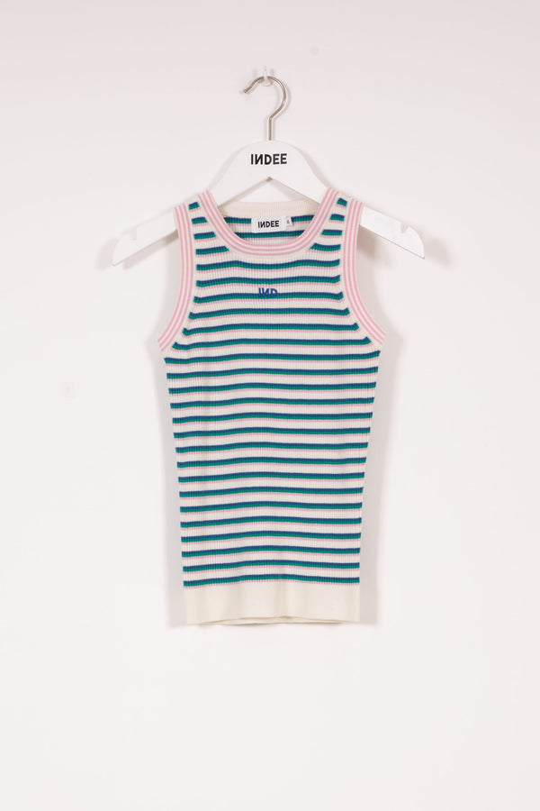 Indee - Venerdi Knitted Tank Top with Stripes, Blue
