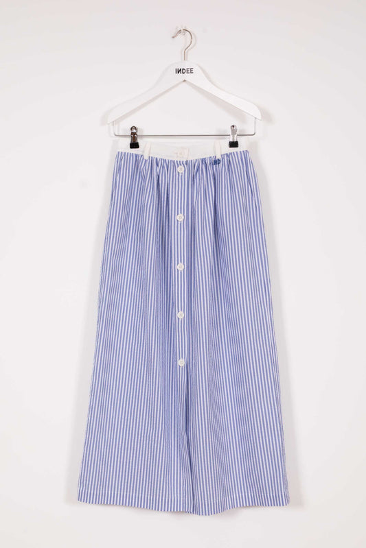 Indee - Vasco Mid Length Skirt with Buttons, Hydra Blue