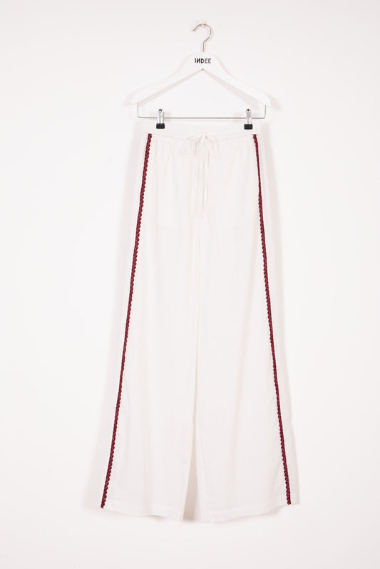 Indee - Villar Elasticated Waist Large Trousers, White