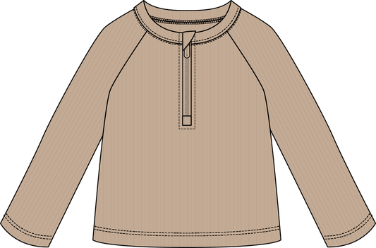 Petite Lem - Long Sleeve Knit Rashguard, Beige