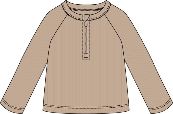 Petite Lem - Long Sleeve Knit Rashguard, Beige