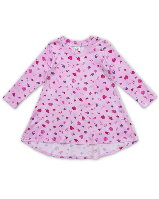 ESME - Long Sleeve Hi-Low Dress, Doodles