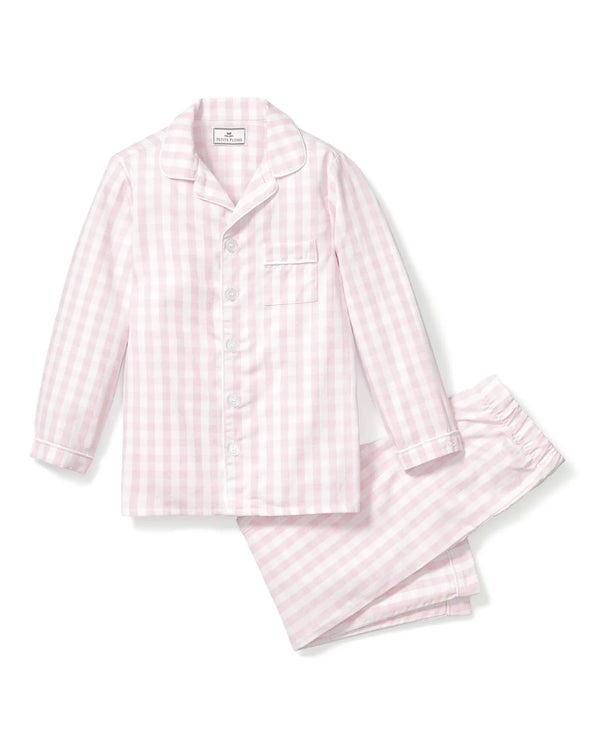 Petite Plume - Kid’s Twill Pajama Set, Pink Gingham