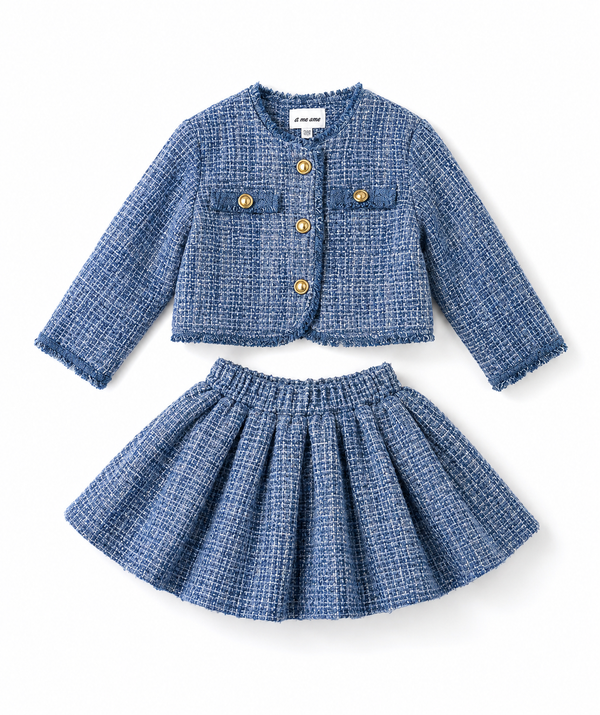 Ce Ce Co -Tweed Mid-Night Blue Skirt Set
