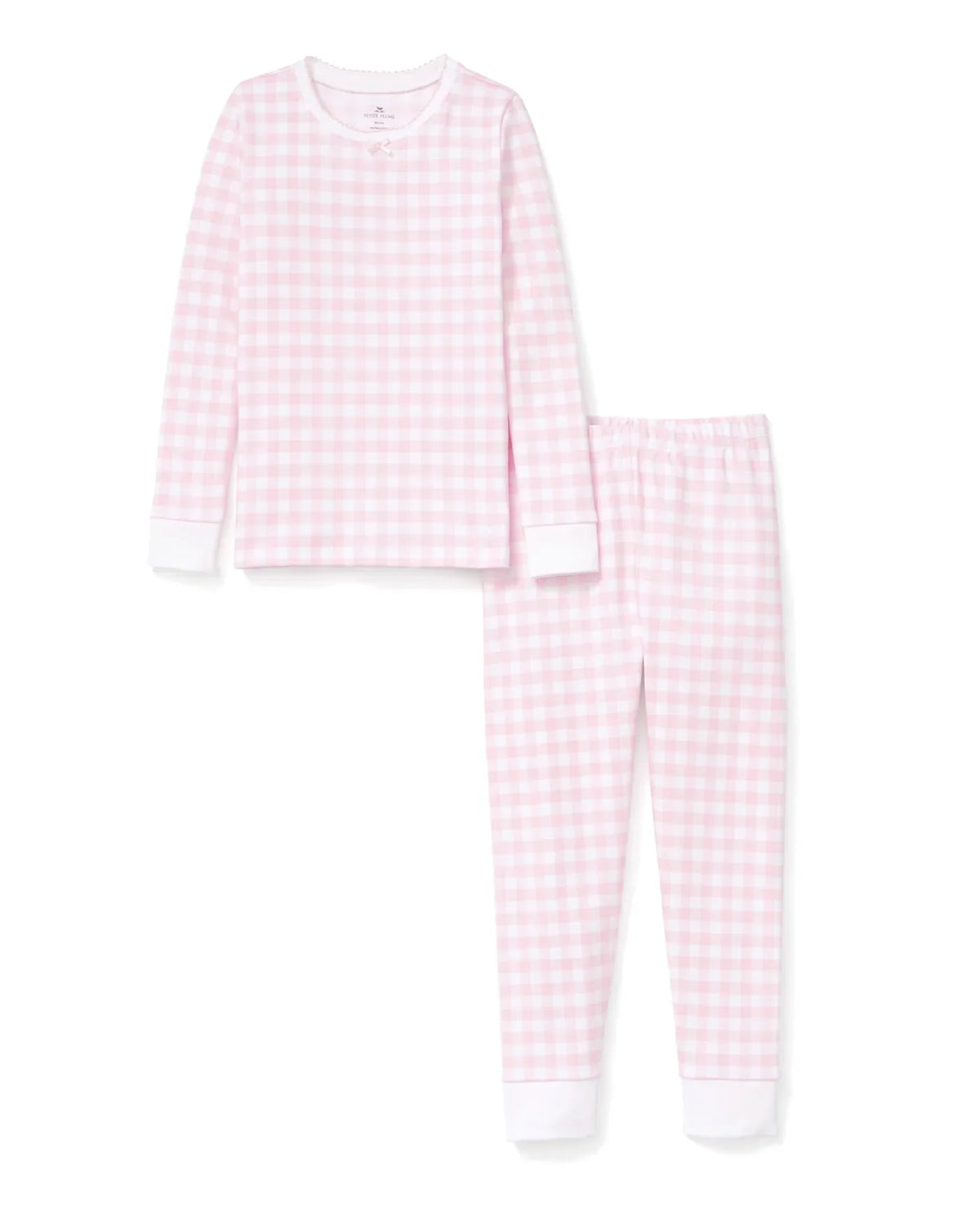 Petite Plume - Kid’s Pima Snug Fit Pajama Set, Pink Gingham