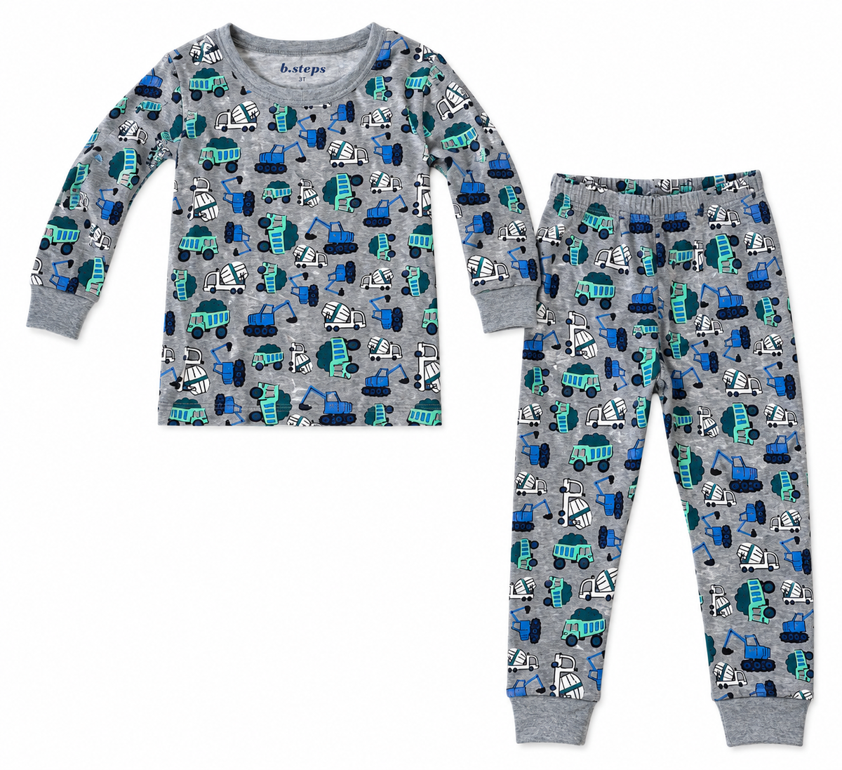 Baby Steps - Construction Field Pajamas, Heather Grey