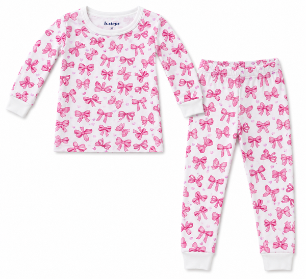 Baby Steps - Bows Pajamas, White