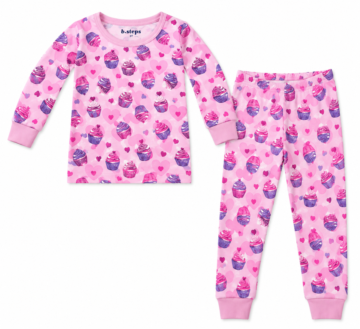 Baby Steps - Cupcake Hearts Pajamas, Pink