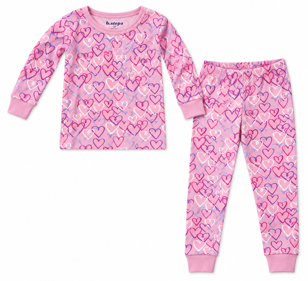 Baby Steps - Graffiti Hearts Pajamas, Pink
