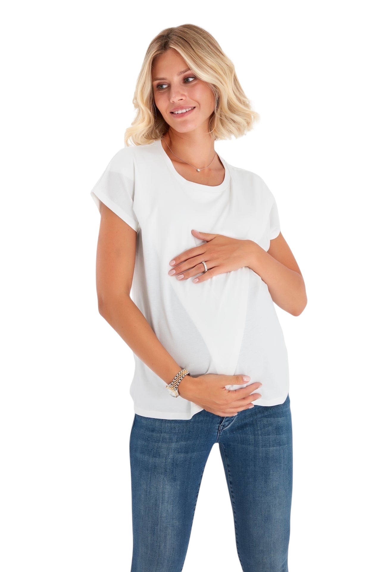 Handy Crossover Short Sleeve Cotton Maternity/Nursing Top