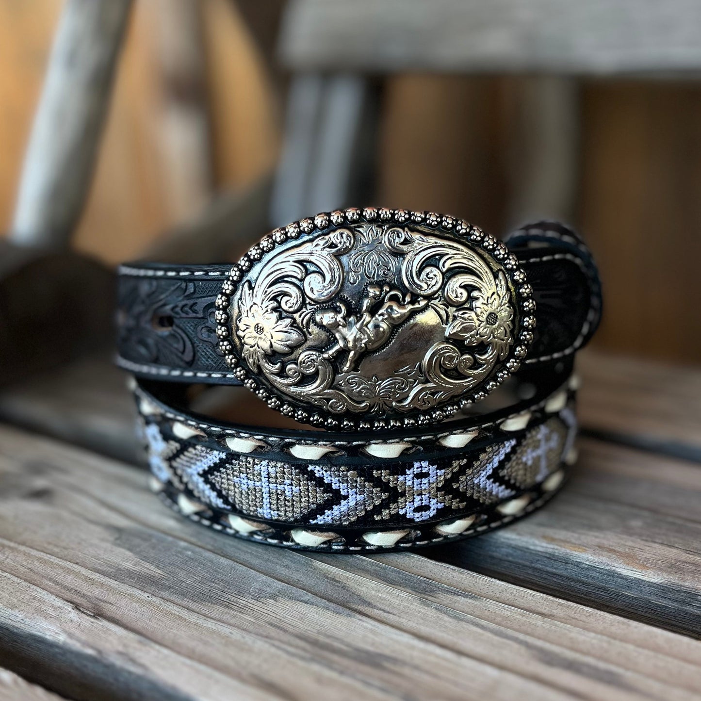 Black Aztec Belt | Nocona Boys