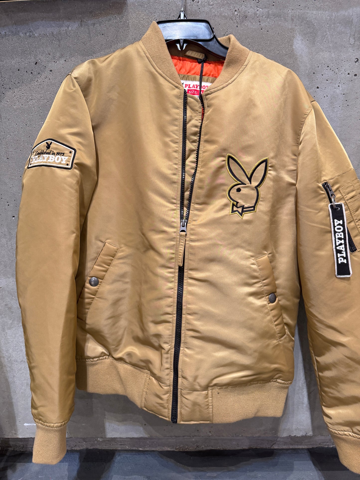 Playboy Gold Bomber Jacket with Zipper