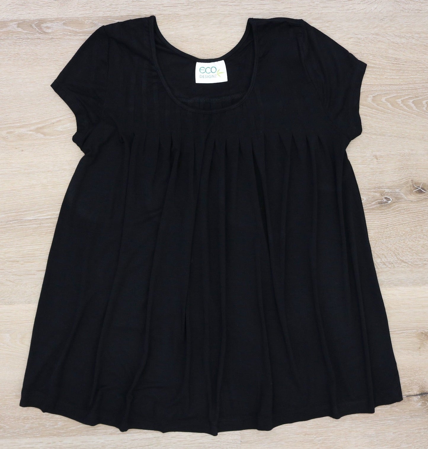 Women's Bamboo Viscose Pleated Lounge Top Black