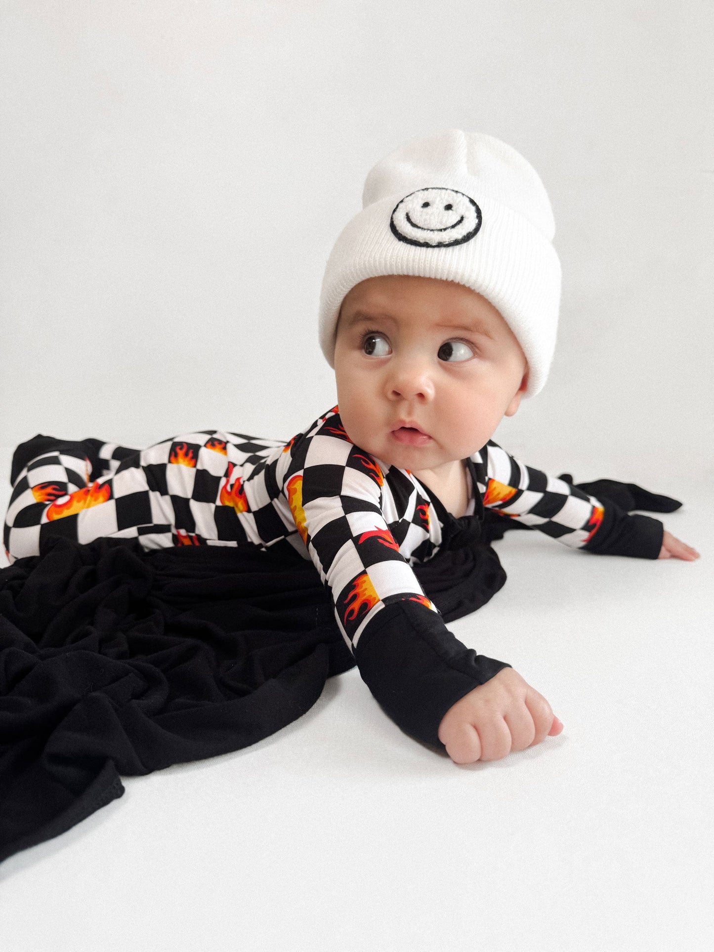 Bamboo Zip Romper | Checker Blaze