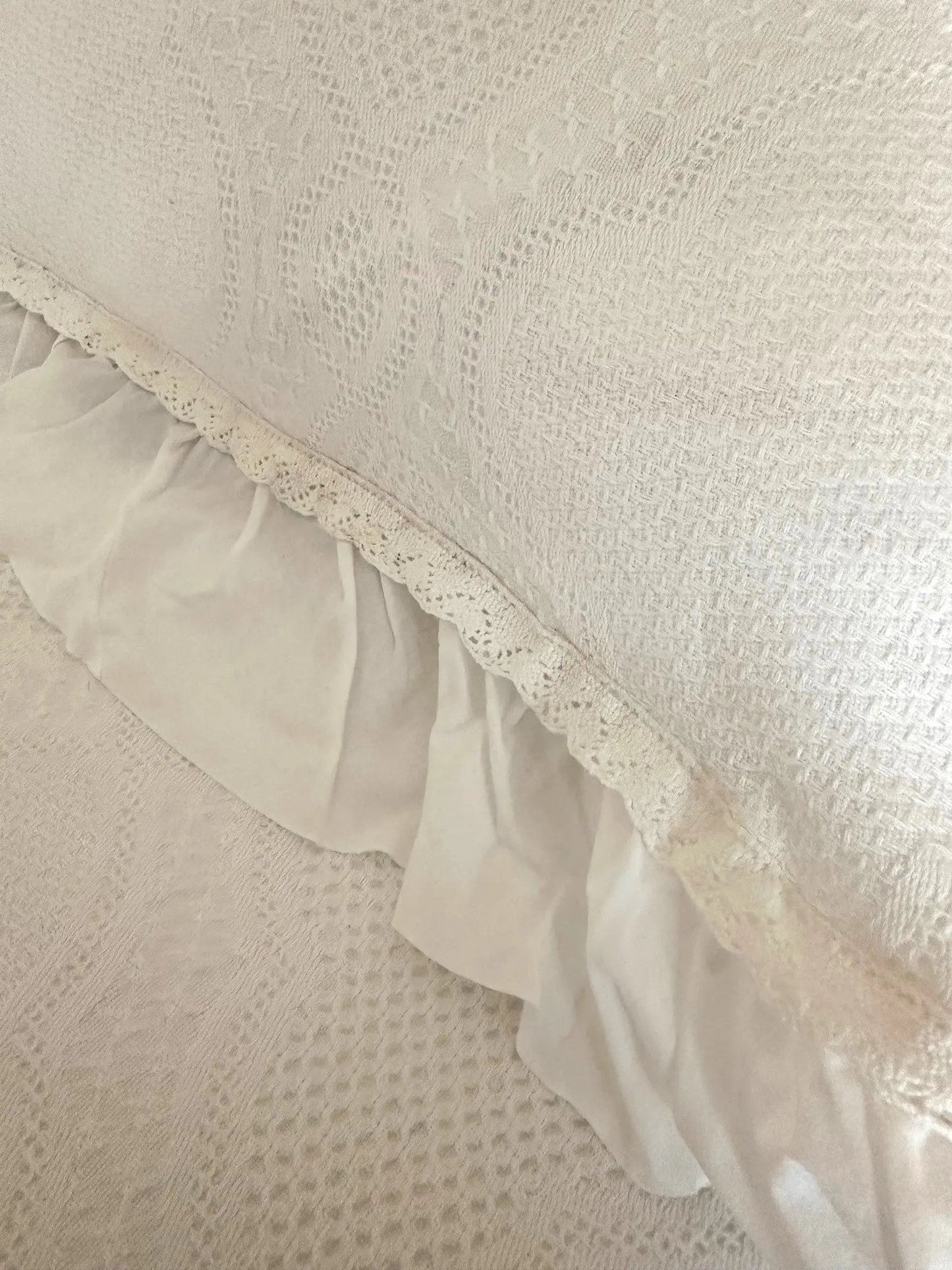 Bedspread - Cotton White Lace - With Matching Shams