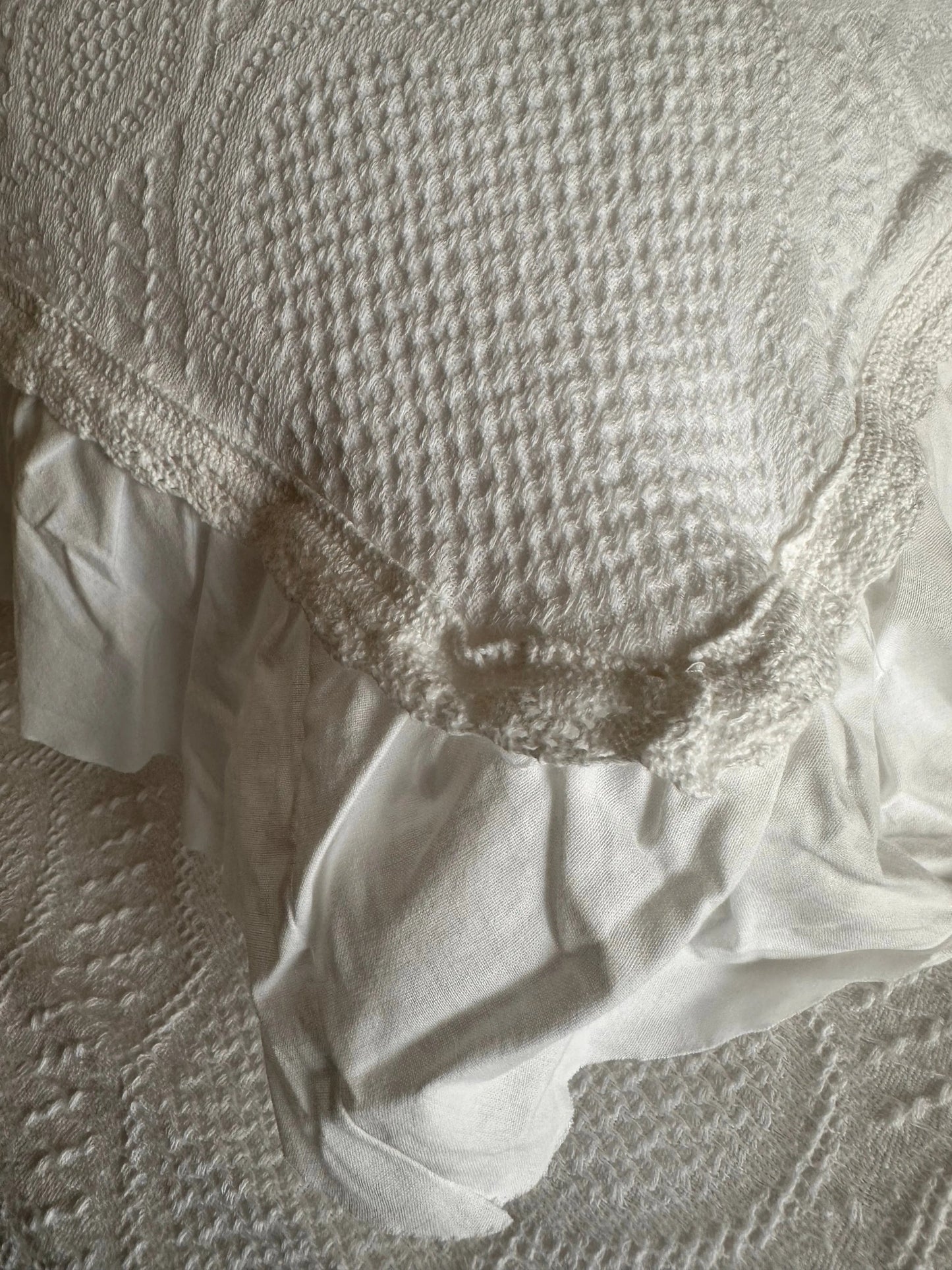 Bedspread - Cotton White Lace - With Matching Shams