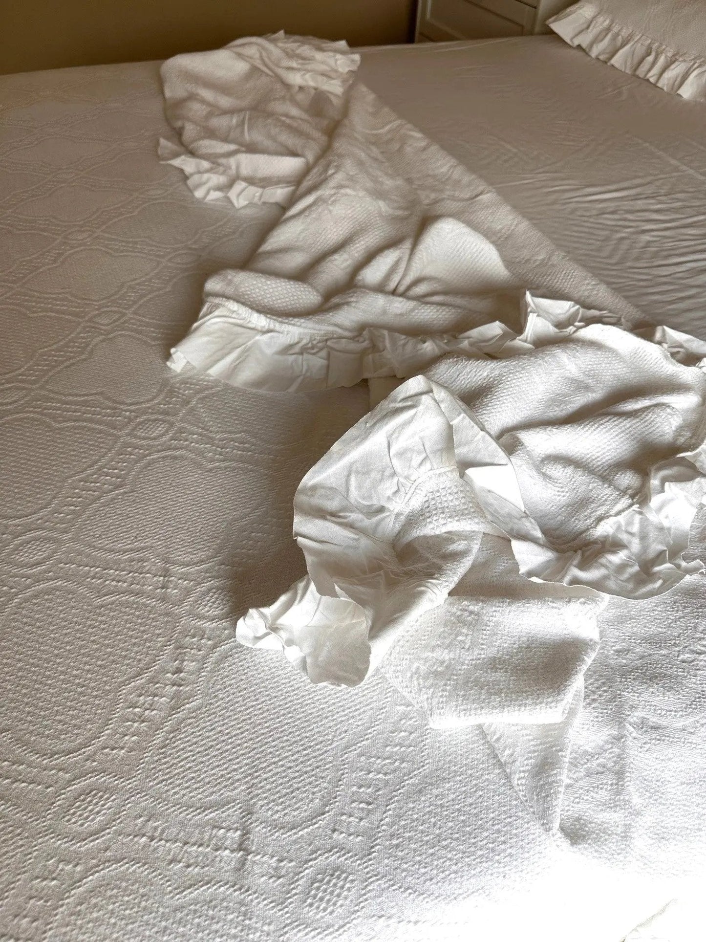 Bedspread - Cotton White Lace - With Matching Shams
