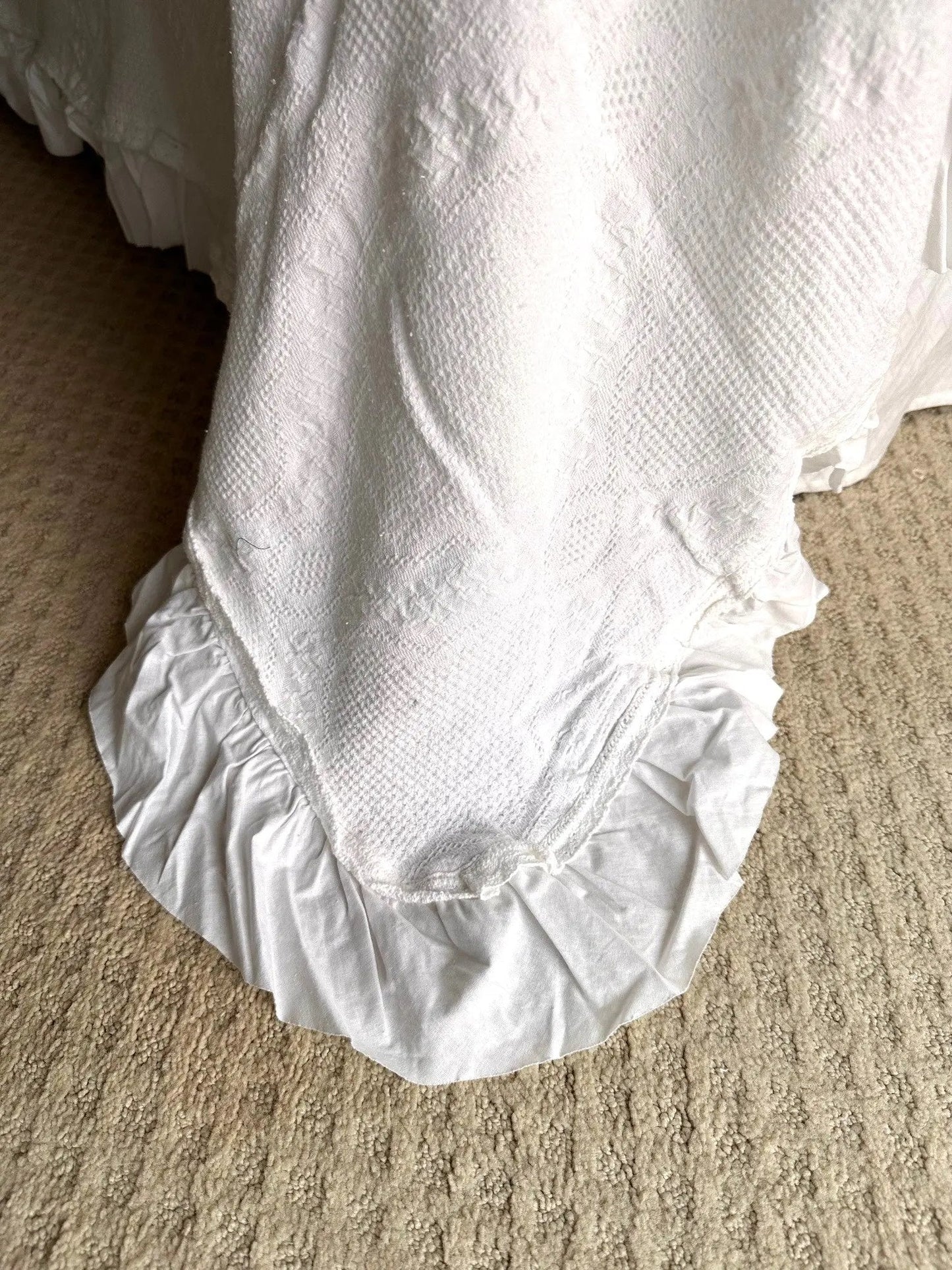 Bedspread - Cotton White Lace - With Matching Shams