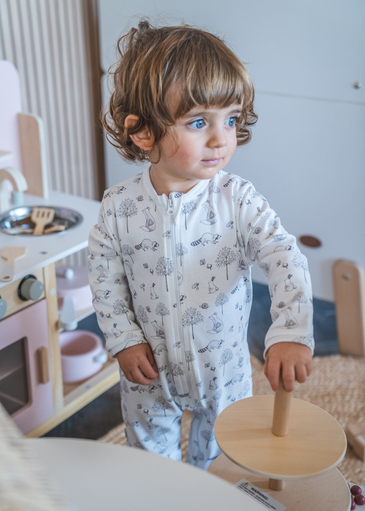 Gray Raccoon Pima Baby Pajama