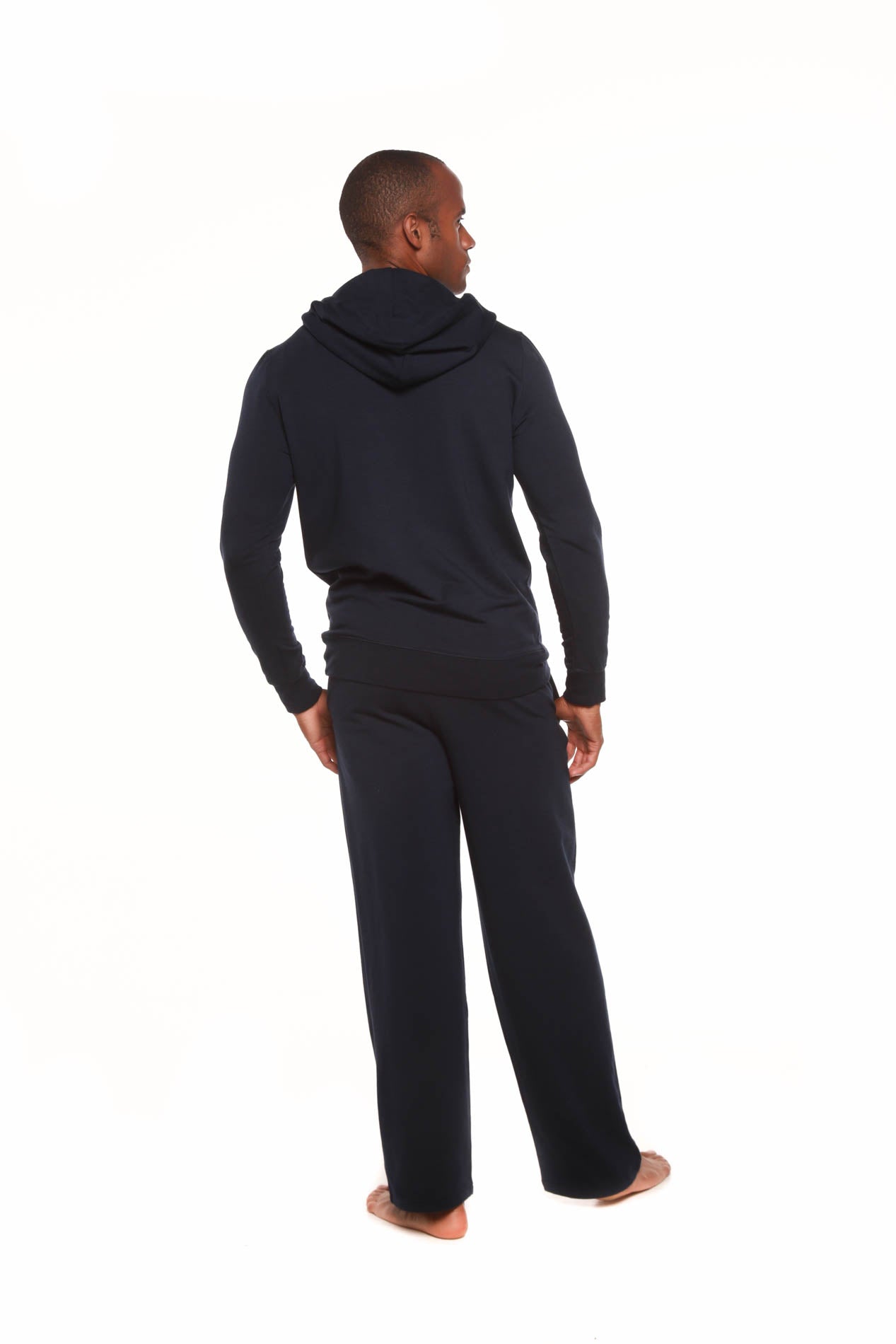 Men's Henley Style Bamboo Viscose Fleece Hoodie + Fleece Lounge Pants