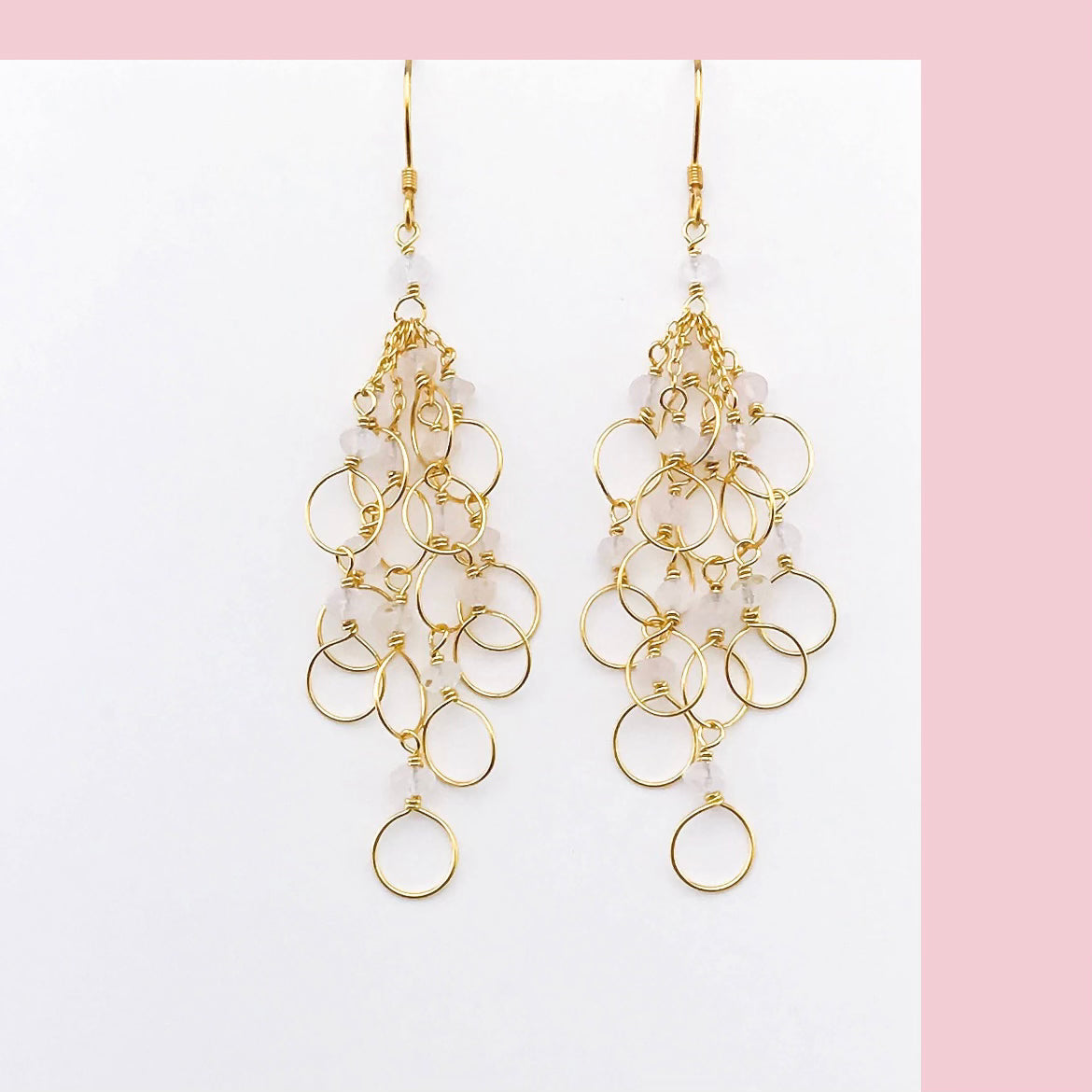 Pearl Gold Chain Loop Earrings