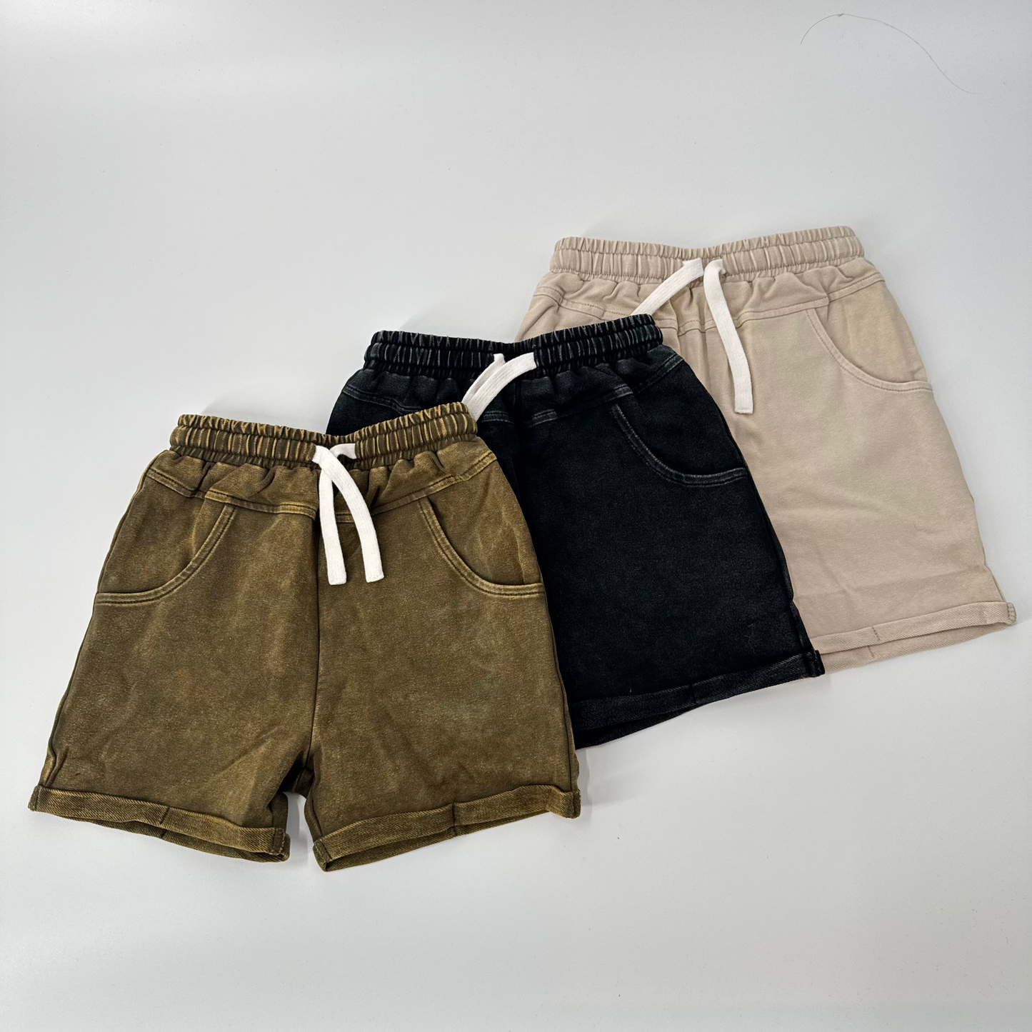 VINTAGE WASH SHORTS - ARMY GREEN