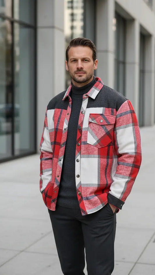 The Wanderer Shacket (Crimson Plaid)