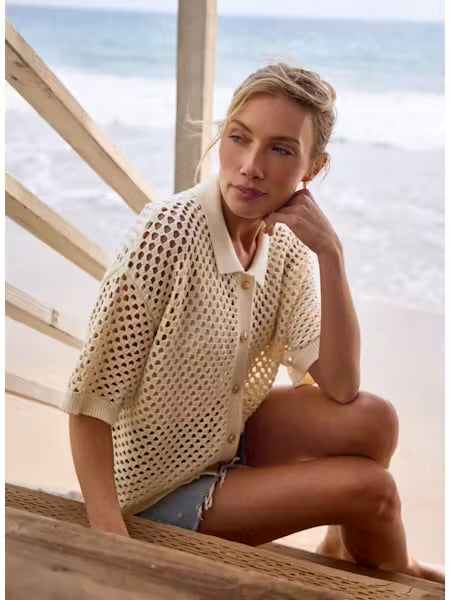 Stitches + Stripes Georgine Button Up Polo