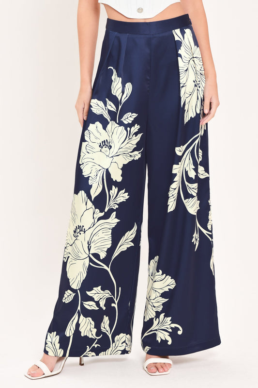 WHITE MAGNOLIA CURRENT WOVEN WIDE LEG PANTS
