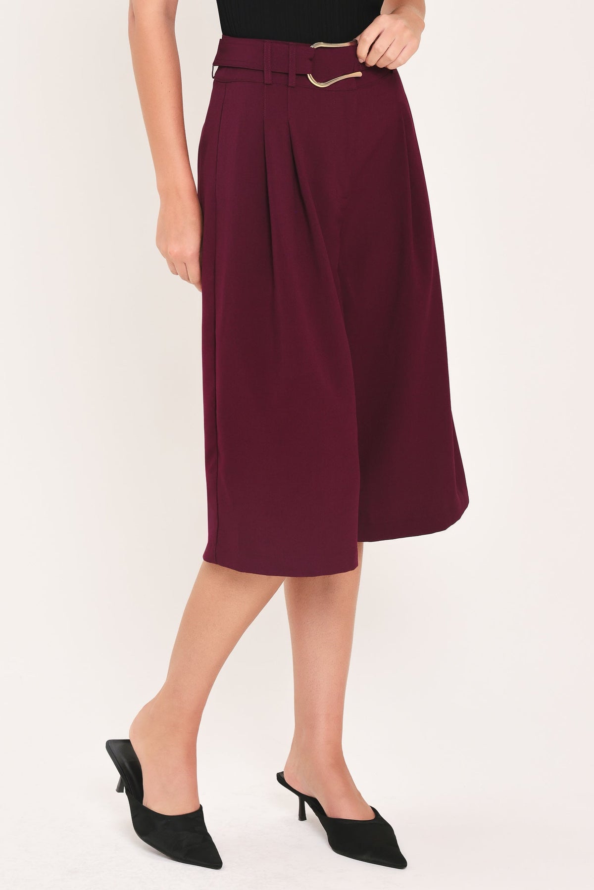 CITY CHIC BUCKLE BELTED CULOTTE PANTS