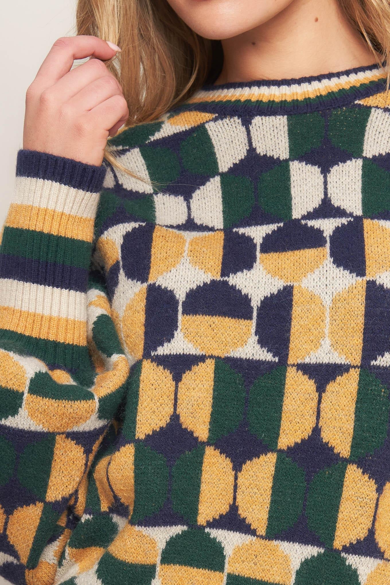 CHEER YOU ON JACQUARD SWEATER TOP