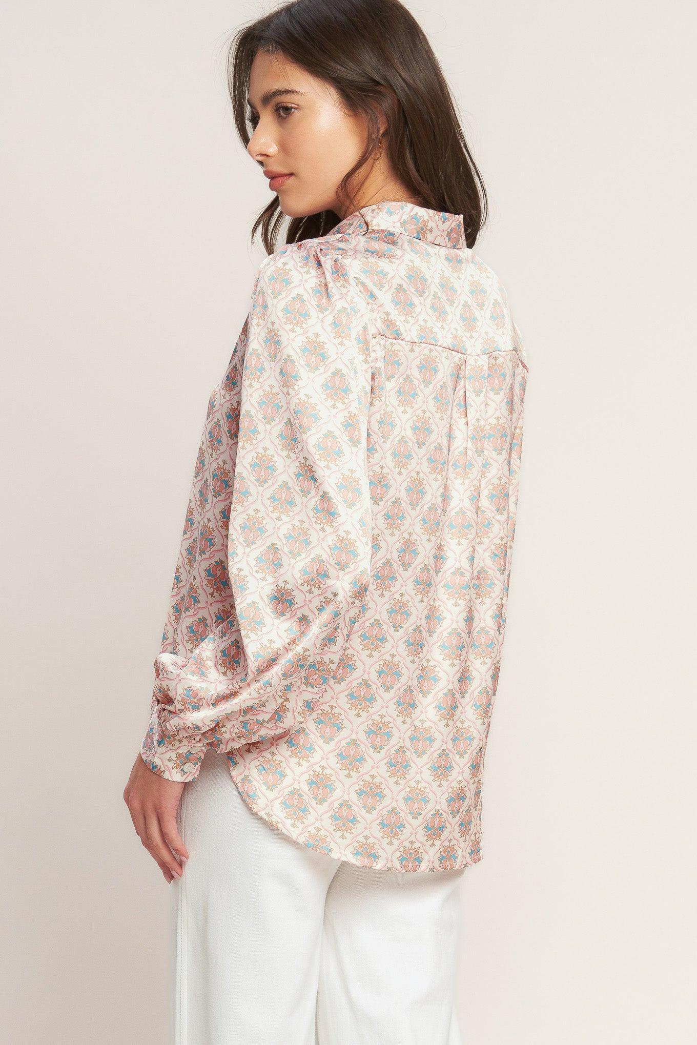 MOROCCAN MUSE PINK WOVEN TOP