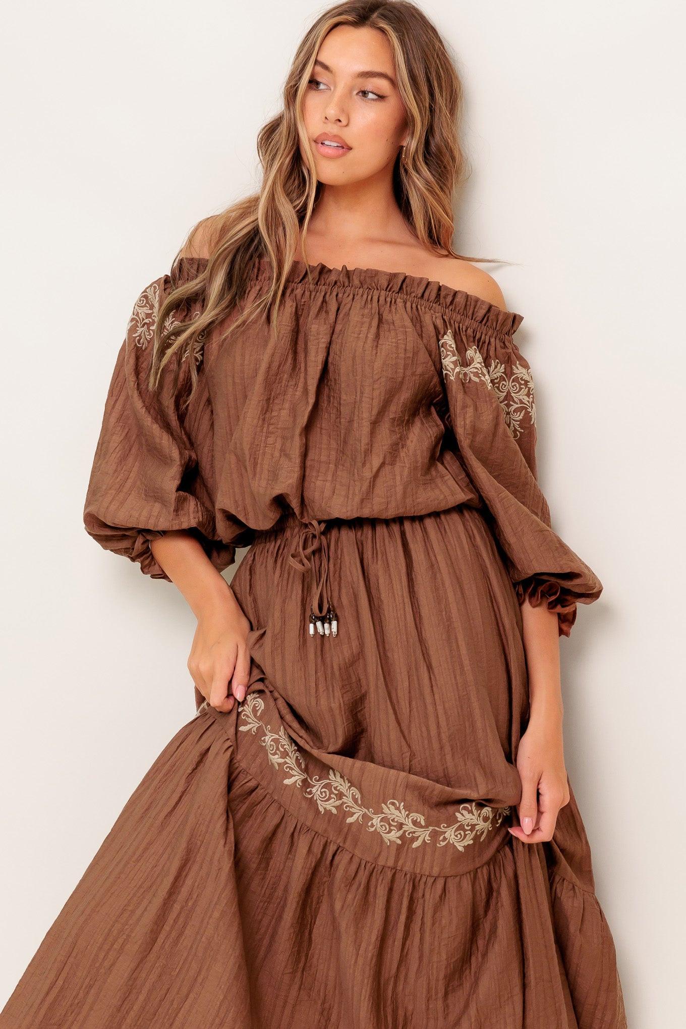 FULL SPEED AHEAD BROWN WOVEN TOP