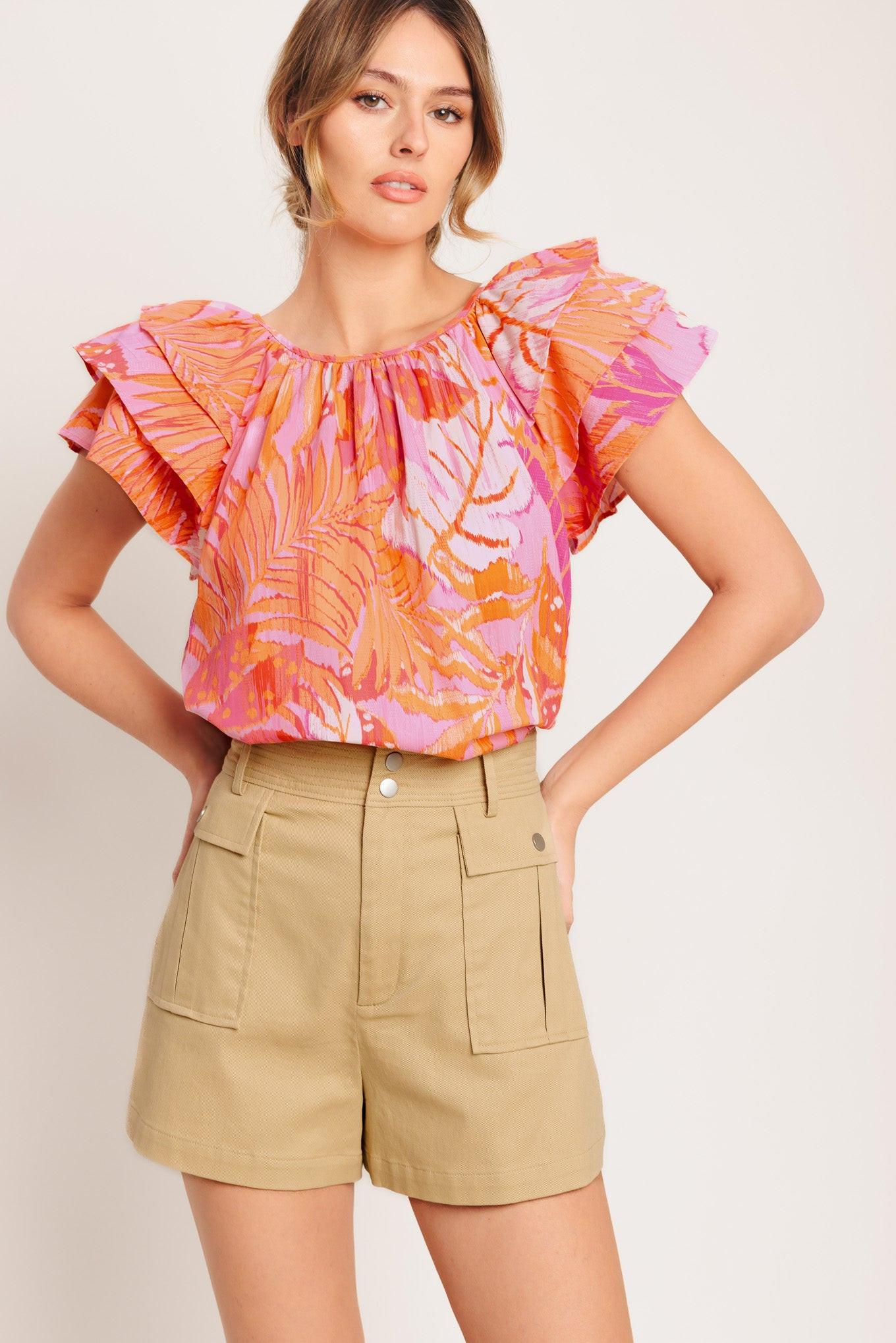 EVENING GLOW PINK WOVEN TOP