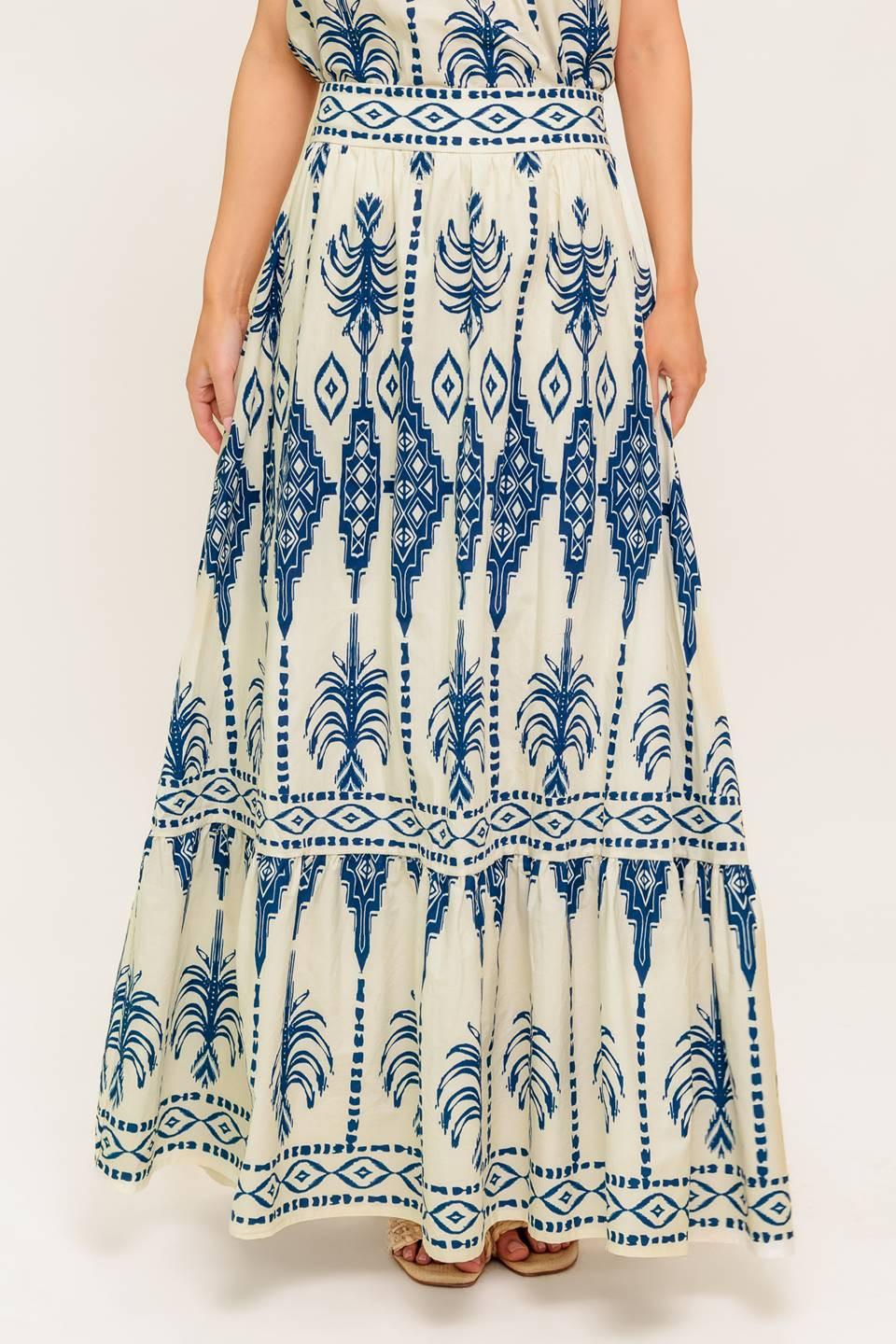 FLORAL RHYTHM WOVEN TOP AND SKIRT SET