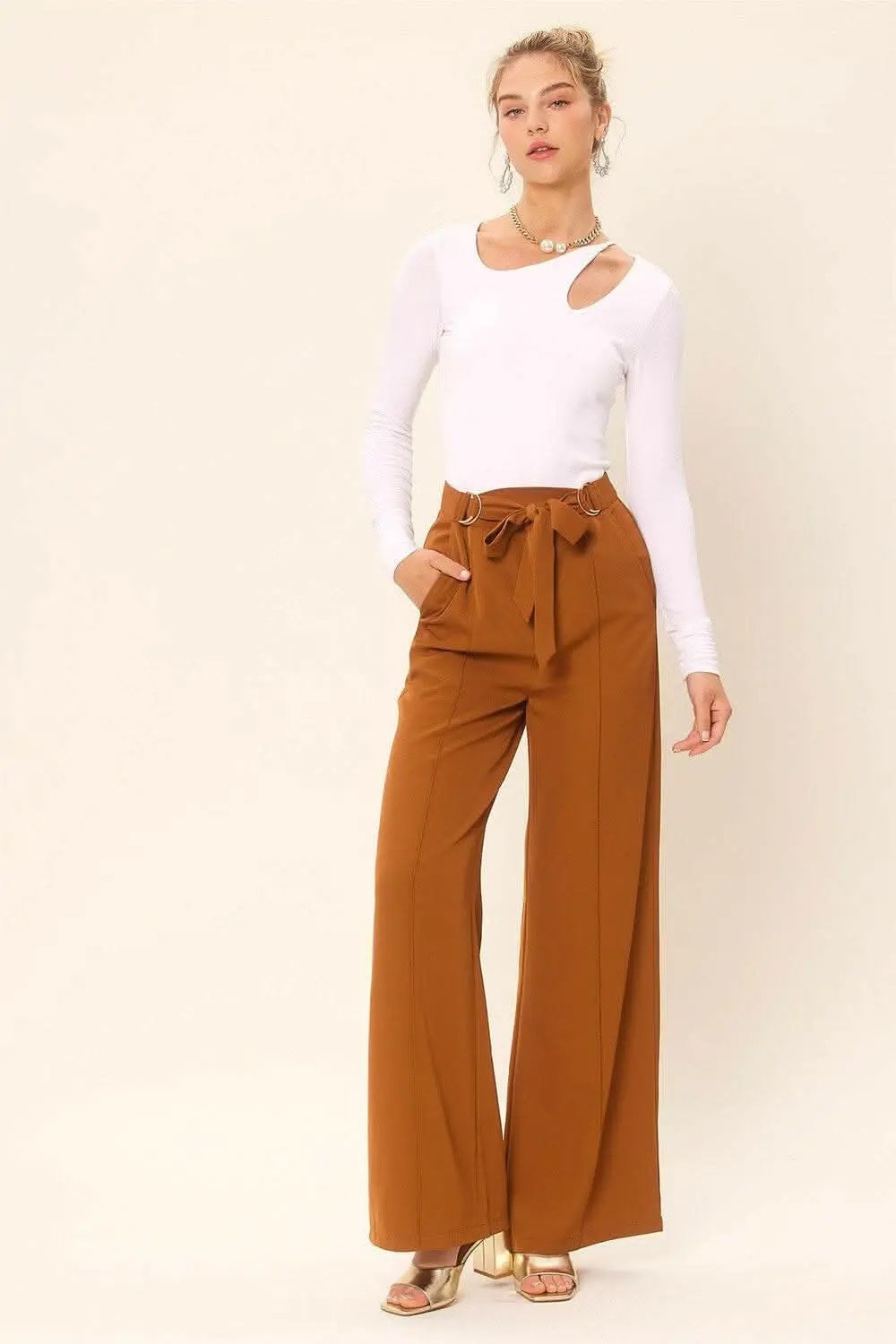 Trendsi usa - Idem Ditto Front Cut Out Long Sleeve Knit Top