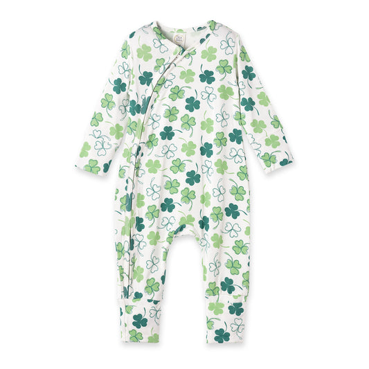 Shamrock Zip Romper – Convertible Cuff Bamboo Sleeper