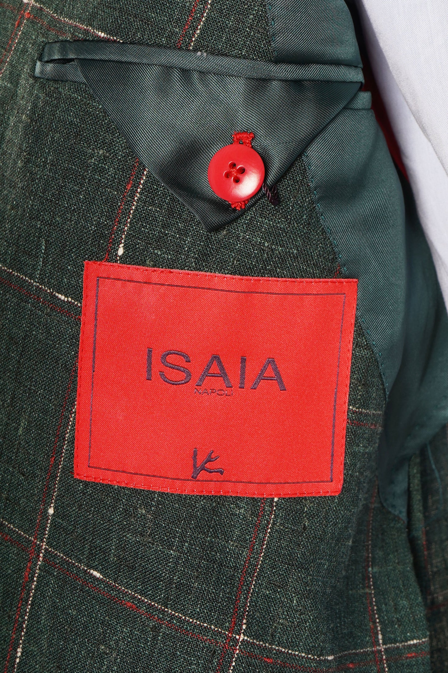 Isaia Double Breasted Double Windowpane Wool-Silk-Linen Suit