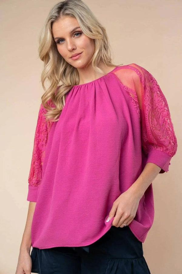 Lace Detailed Sheer Blouse - Ivory - Elegant Style